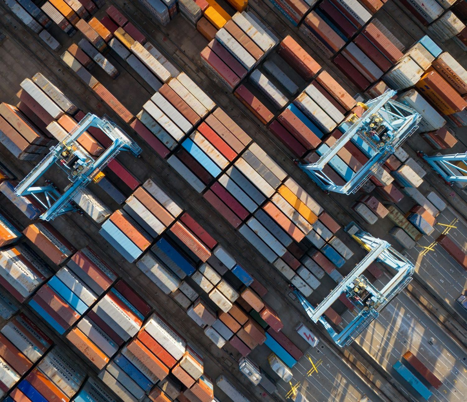 Aerial view of a container terminal